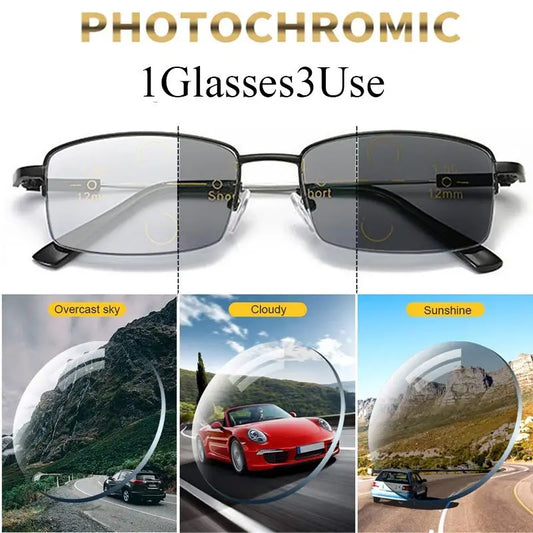 TITANIUM MULTIFOCAL READING GLASSES W/ANTI BLUE LIGHT