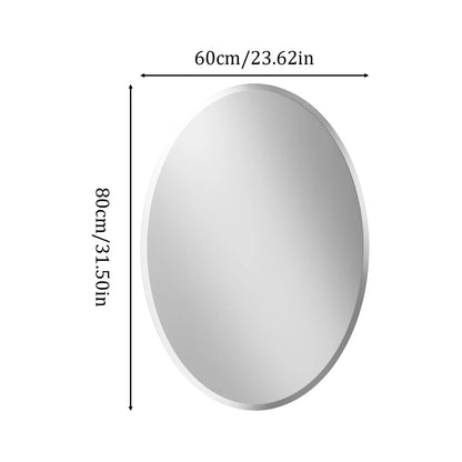 Frameless Silver Beveled Edge Oval Wall Mirror