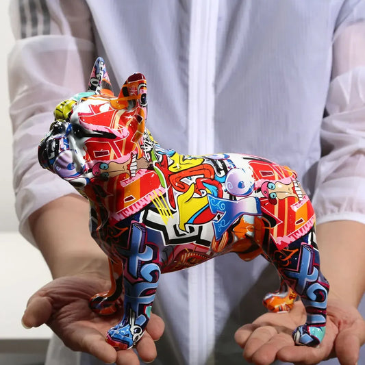 FRENCH BULLDOG, COLORFUL GRAFFITI DESKTOP DECORATION/ORNAMENT