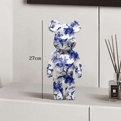 27cm - PAINTED GRAFFITI BEAR RESIN DESKTOP STATUE/ORNAMENTS