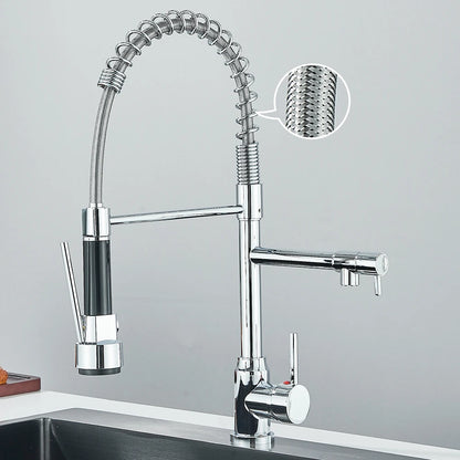 PULL-DOWN CRANE STYLE SPRING KITCHEN SINK FAUCET