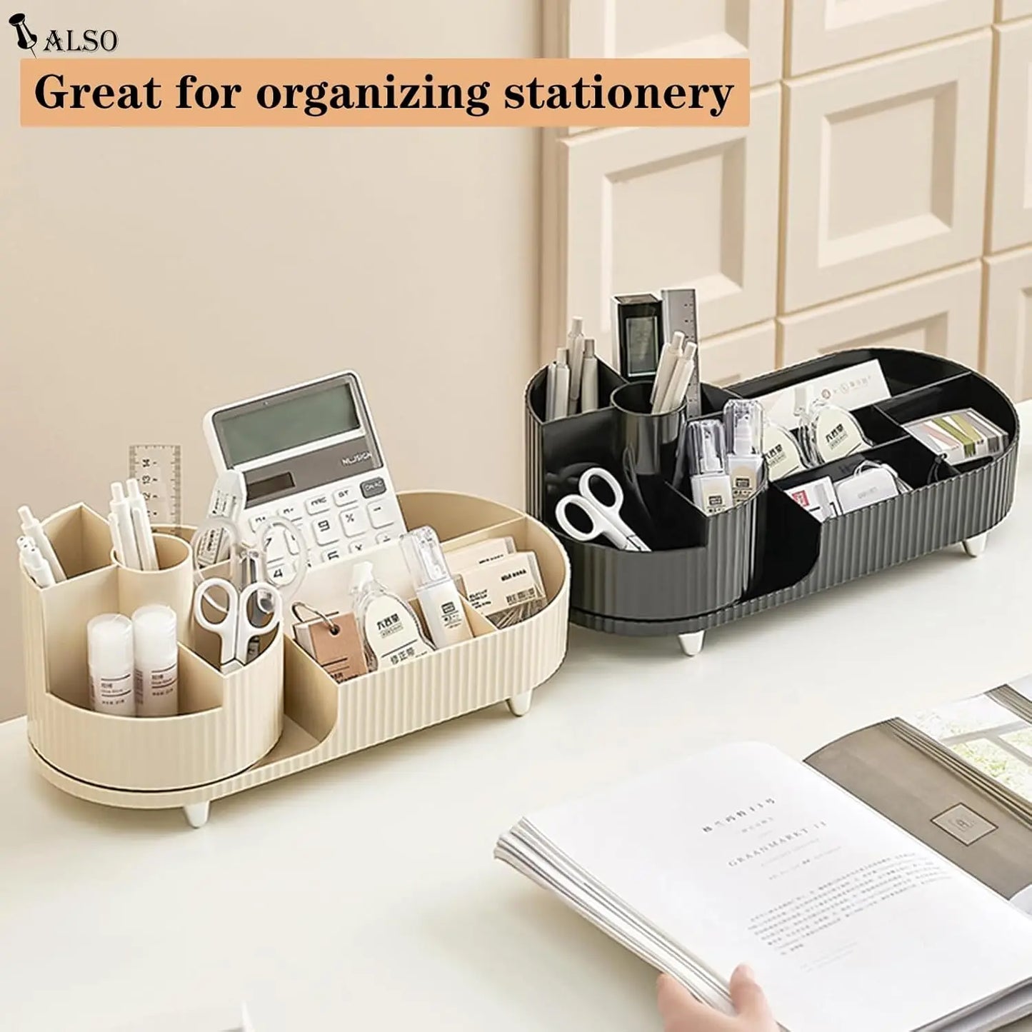 COUNTERTOP ROTATING MAKEUP ORGANIZER BRUSH HOLDER