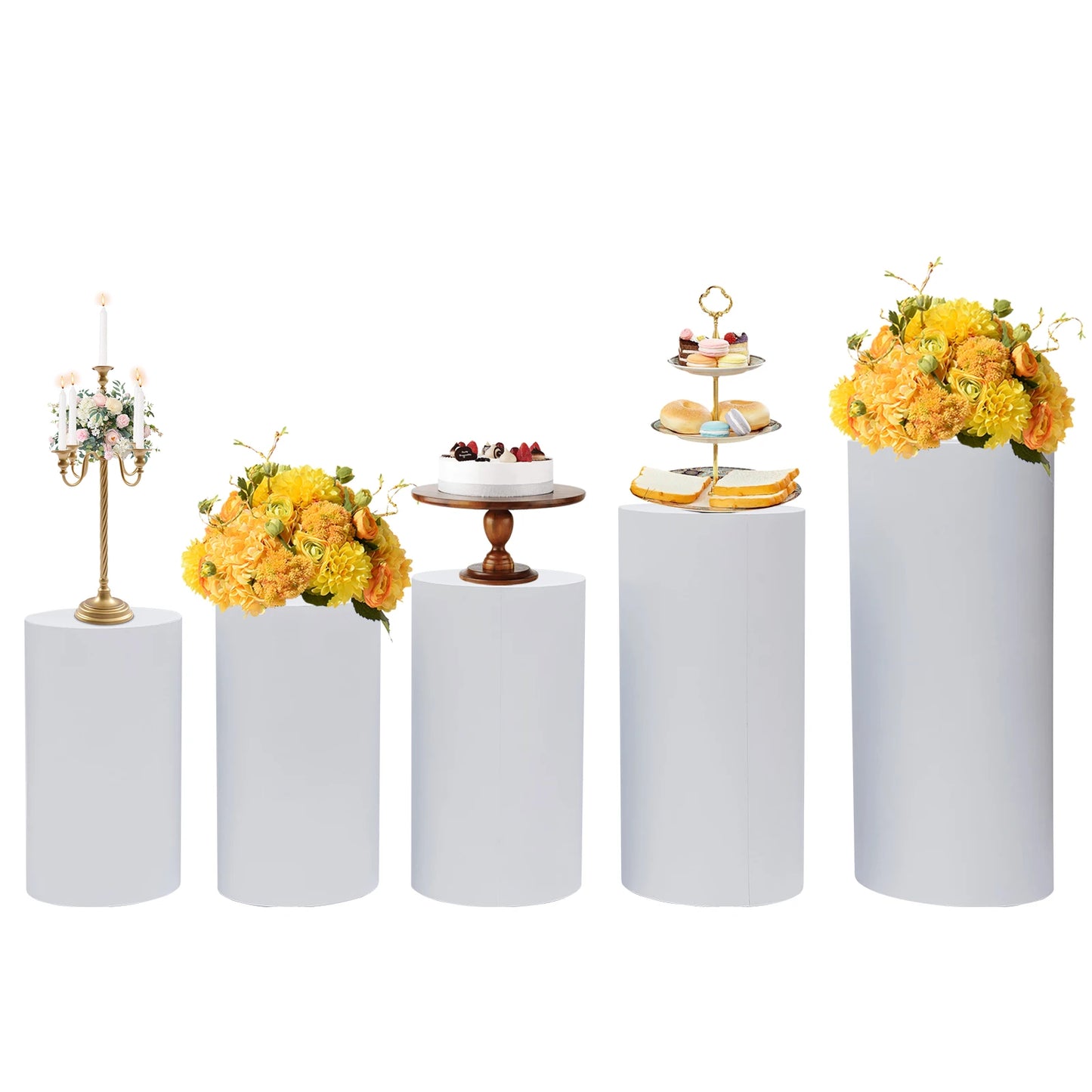 5Pcs - CYLINDER PEDESTAL STAND COVERS ENGAGEMENT/WEDDING PROPS