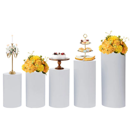 5Pcs - CYLINDER PEDESTAL STAND COVERS ENGAGEMENT/WEDDING PROPS