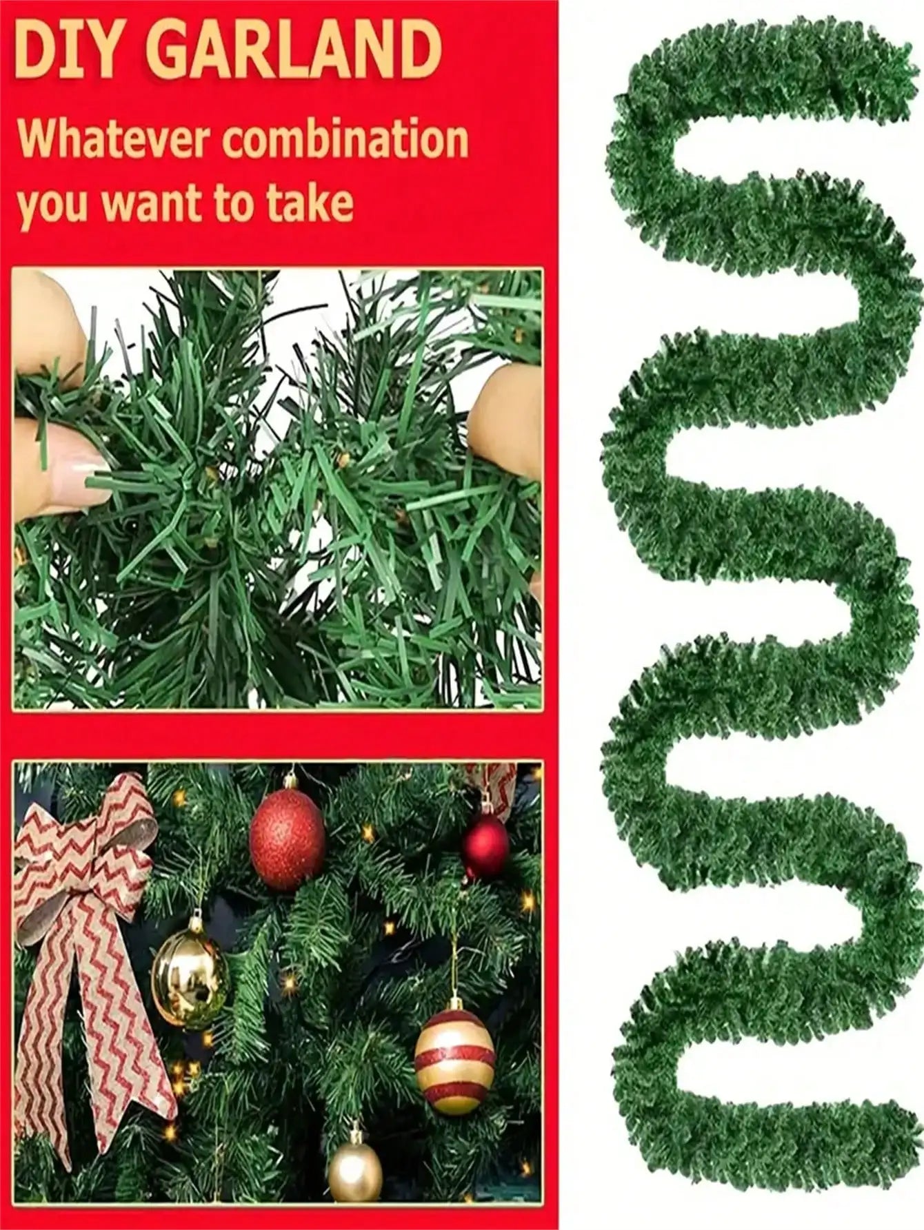 17ft -  CHRISTMAS ARTIFICIAL VINE FRONT DOOR DECORATION WREATHS