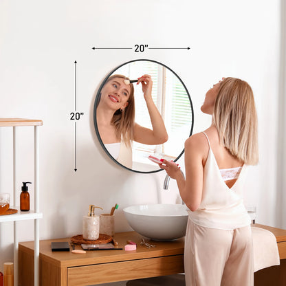 30in - LARGE ROUND TEMPERED GLASS FRAMED VANITY MIRROR