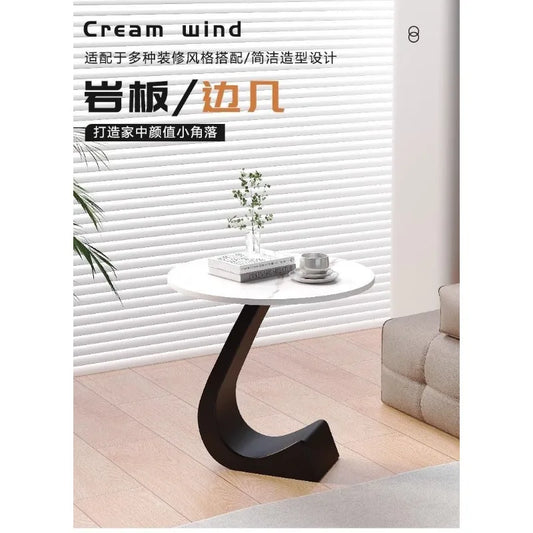 LUXURY SINTERED STONE ROUND SIDE ACCENT TABLE
