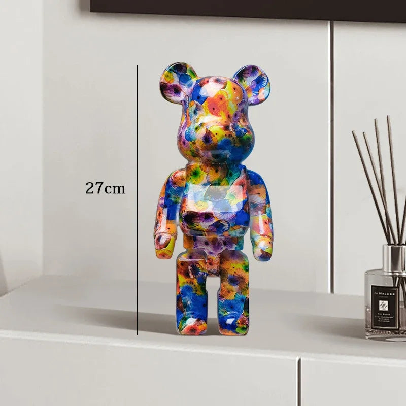 27cm - PAINTED GRAFFITI BEAR RESIN DESKTOP STATUE/ORNAMENTS