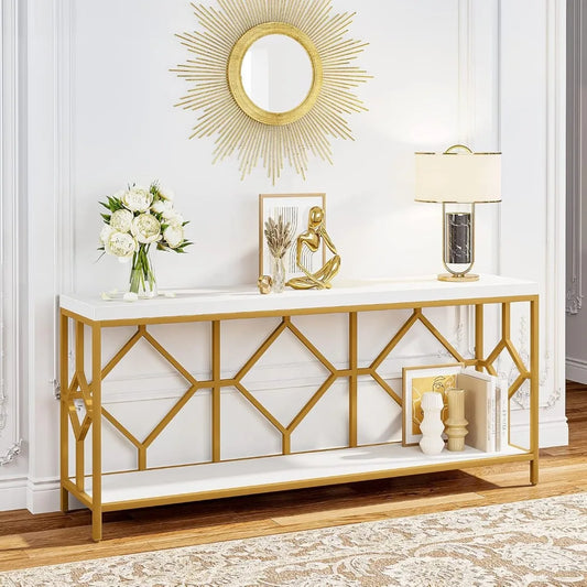 2-Tier, 70.86in - MODERN MID-CENTURY NARROW ACCENT CONSOLE TABLES