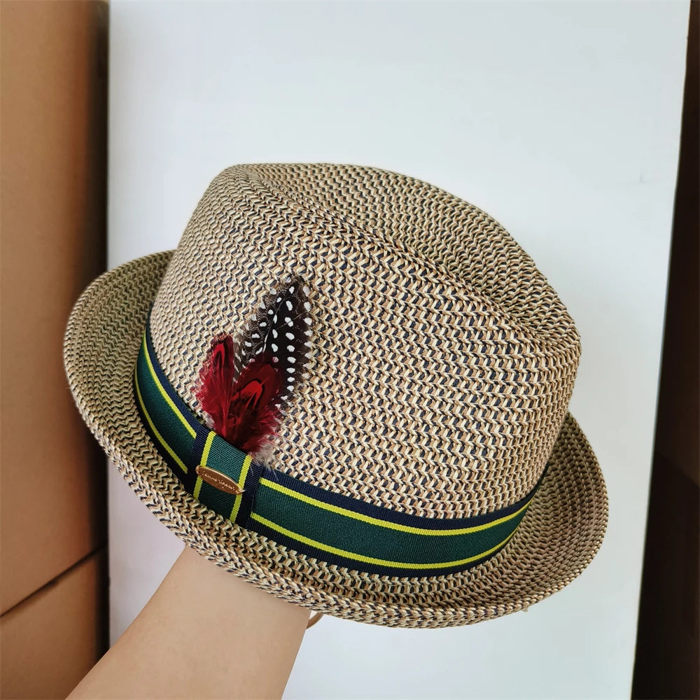 Vintage British Trilby Straw Hat Summer Fedora