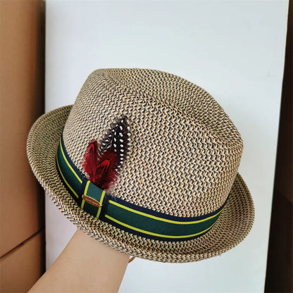 Vintage British Trilby Straw Hat Summer Fedora