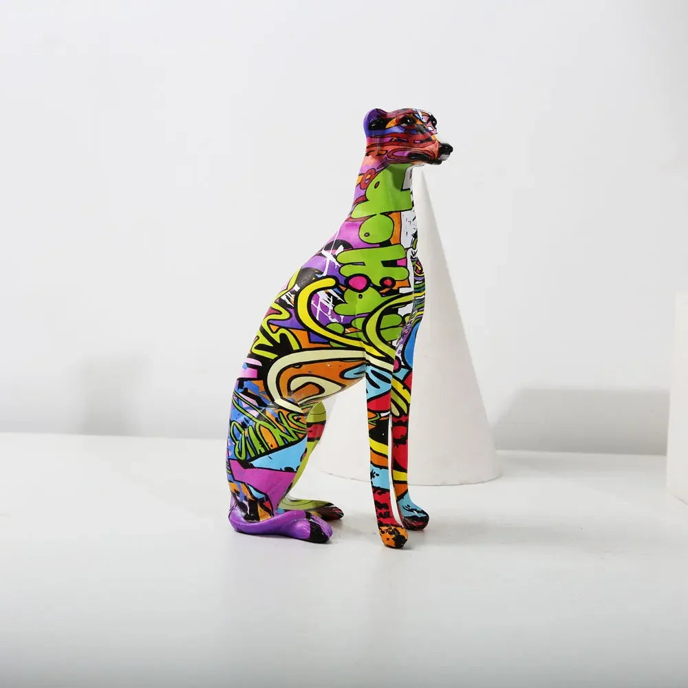 COLORFUL ABSTRACT PAINTED GREYHOUND DOBERMAN DESKTOP DECORATION