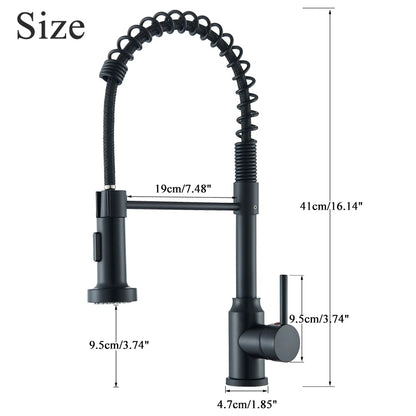Black Flexible Kitchen Faucet Pull Down Spring Nozzle