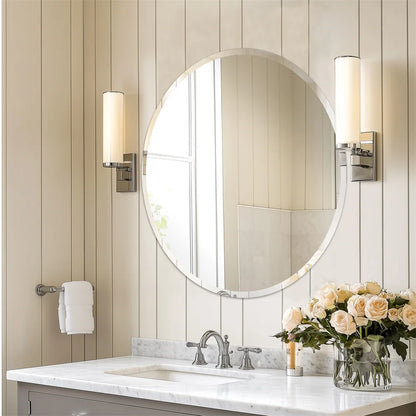 80cm - LARGE FRAMELESS ROUND VANITY MIRROR W/BEVELED EDGE