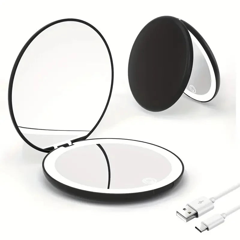 2X/5X MAGNIFICATION - FOLDING PORTABLE LED ADJUSTABLE MAKEUP MIRROR