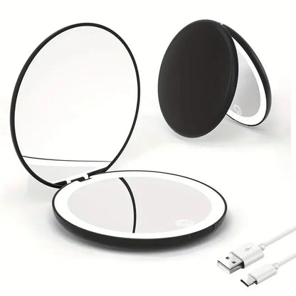 2X/5X MAGNIFICATION - FOLDING PORTABLE LED ADJUSTABLE MAKEUP MIRROR