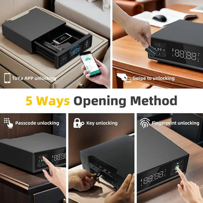 BIOMETRIC QUICK ENTRY GUN SAFE BOXES CLOCK