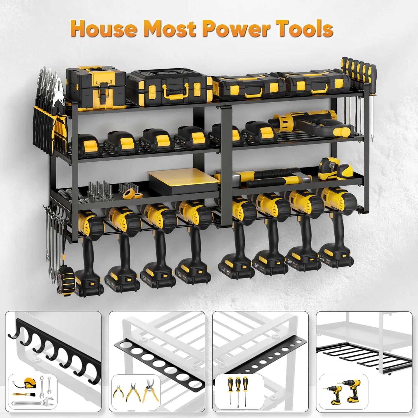 4-LAYER - HEAVY-DUTY WALL MOUNTED POWER TOOL ORGANIZER