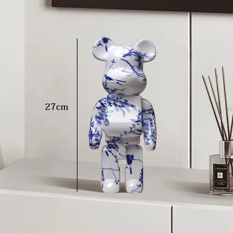 27cm - PAINTED GRAFFITI BEAR RESIN DESKTOP STATUE/ORNAMENTS