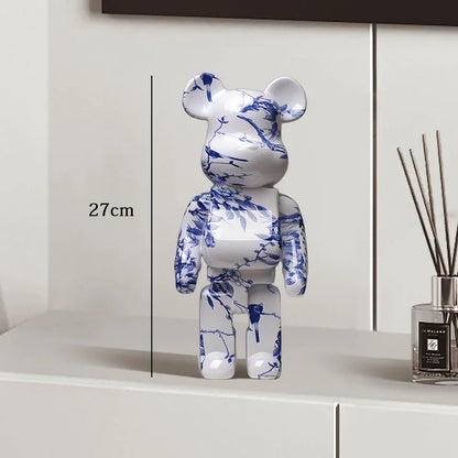 27cm - PAINTED GRAFFITI BEAR RESIN DESKTOP STATUE/ORNAMENTS