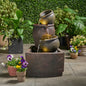 3-Tier - BOCHAS OUTDOOR LED FOUNTAIN, RUSTIC MULTI BROWN