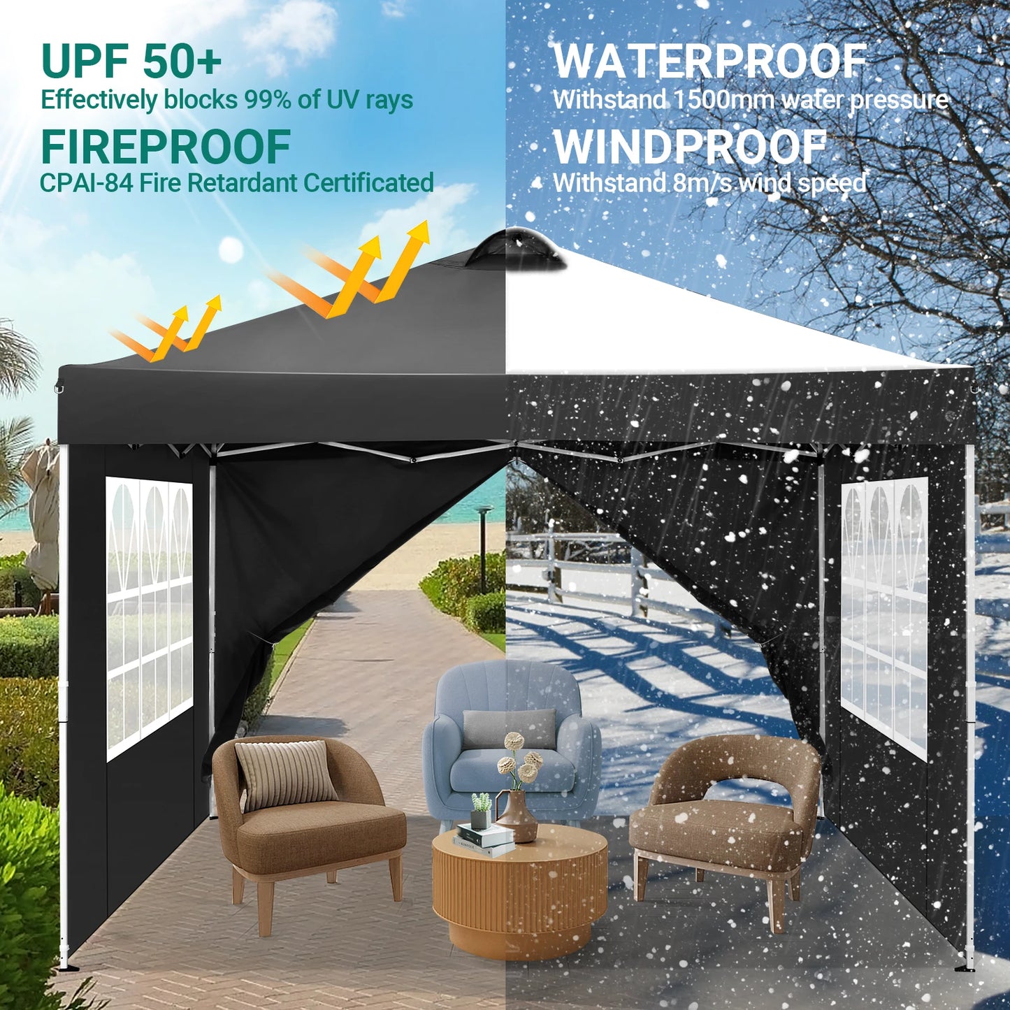 10-Foot x 10-FOOT  - POP-UP CANOPY W/4 REMOVABLE SIDEWALLS & AIR VENT