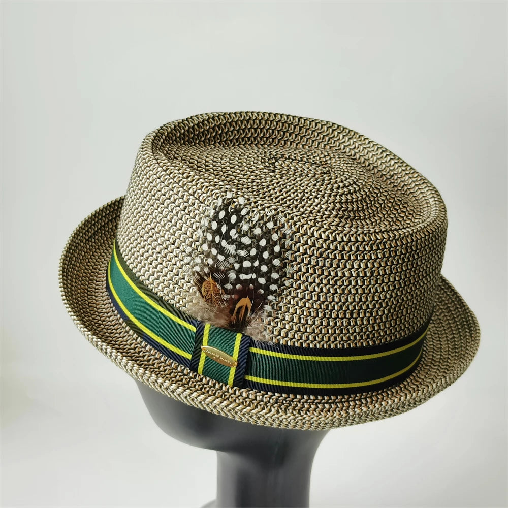 Vintage British Trilby Straw Hat Summer Fedora