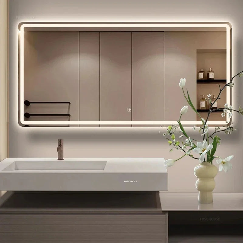 LED LIT - LUXURY WALL-MOUNTED TOUCH SCREEN BATHROOM MIRROR