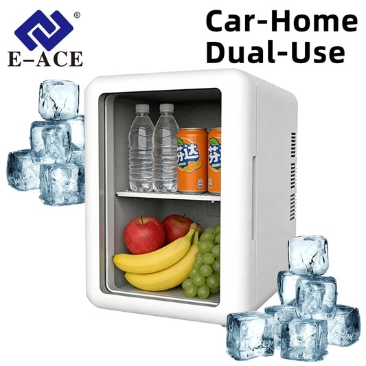 E-ACE 4L Car Refrigerator Mini Fridge Freezer Car & Home Use Portable Compressor Cooler Ice Box for Camping Summer Essential