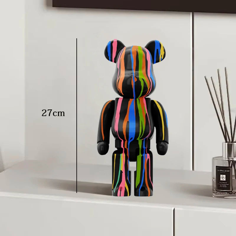 27cm - PAINTED GRAFFITI BEAR RESIN DESKTOP STATUE/ORNAMENTS