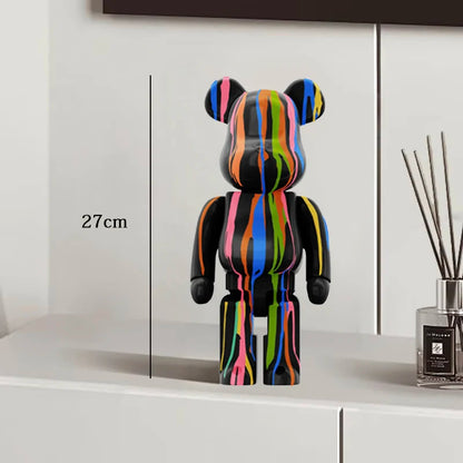 27cm - PAINTED GRAFFITI BEAR RESIN DESKTOP STATUE/ORNAMENTS