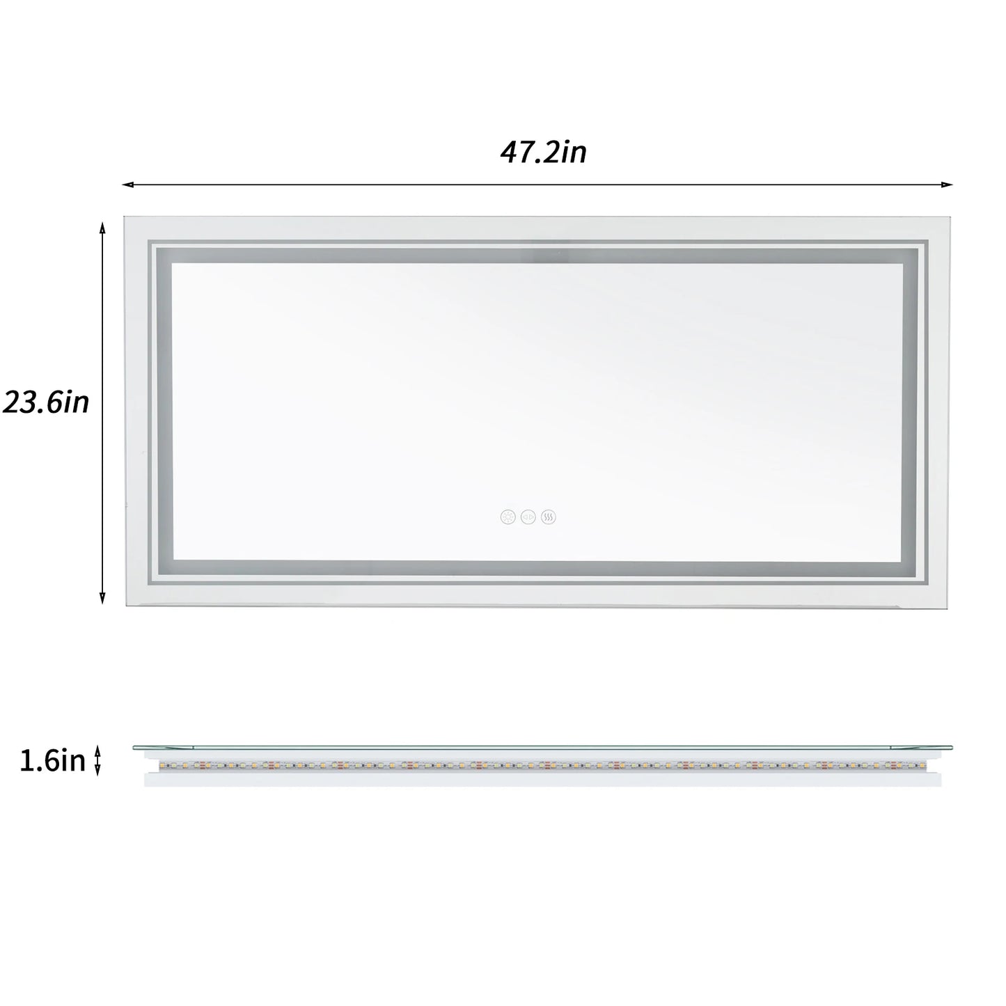 48 inches X 24 inches - LED LIGHTED VANITY MIRROR W/MEMORY, ANTI-FOG