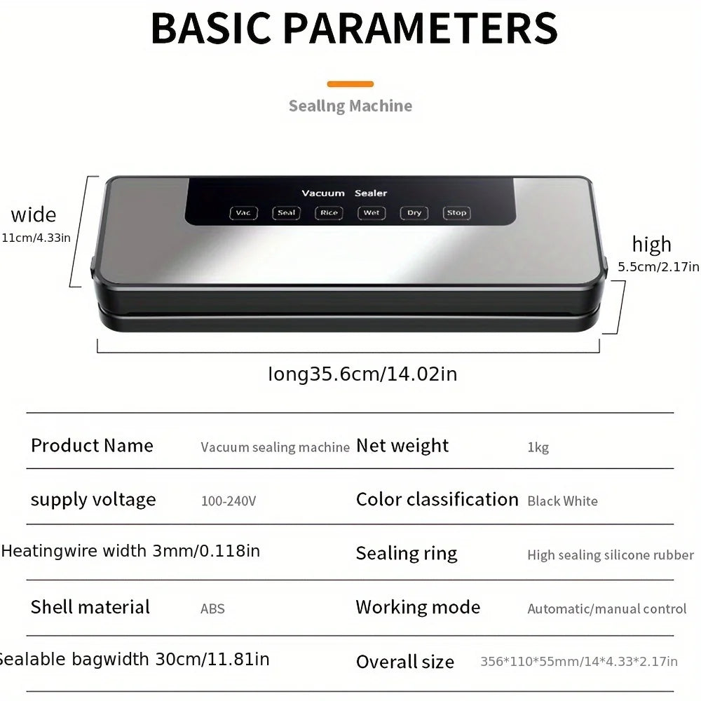6-In-1 Sealing, 6Kpa - Food Vacuum Sealer Machine W/20 Free Bags