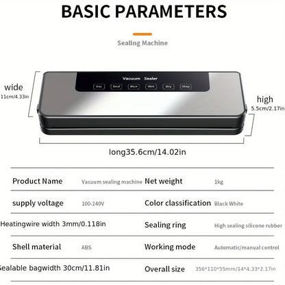 6-In-1 Sealing, 6Kpa - Food Vacuum Sealer Machine W/20 Free Bags