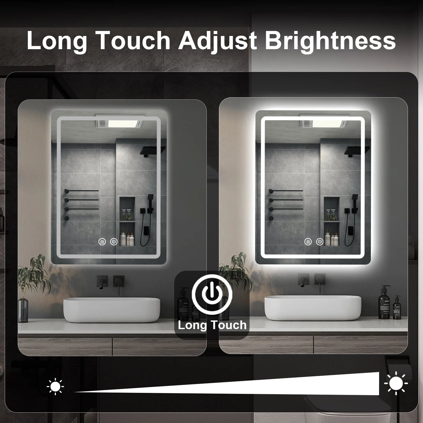 20in x 28in - LED FOGLESS BATHROOM VANITY MIRROR WALL MOUNTED