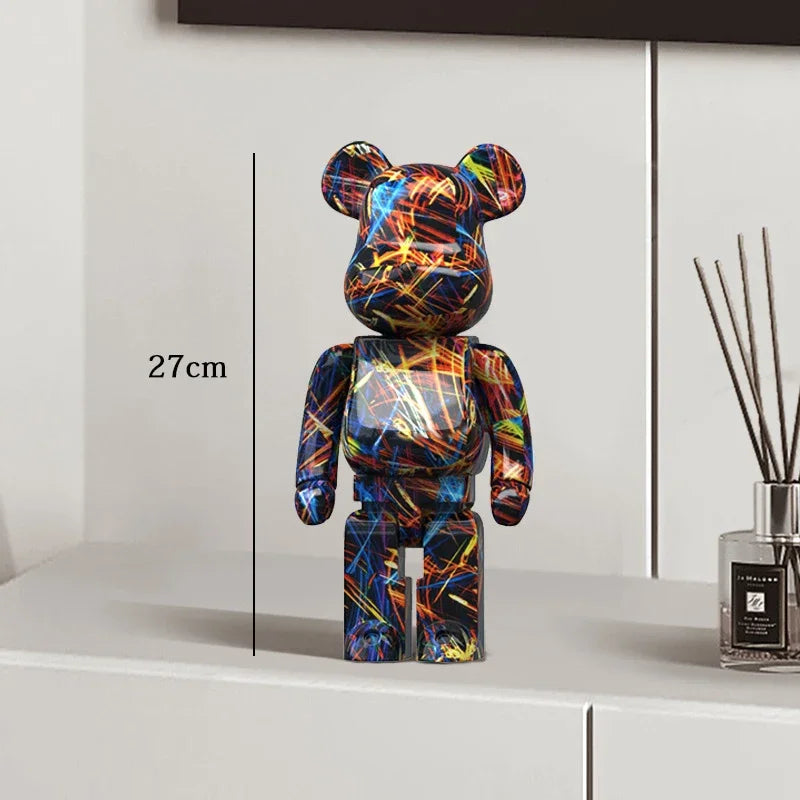 27cm - PAINTED GRAFFITI BEAR RESIN DESKTOP STATUE/ORNAMENTS