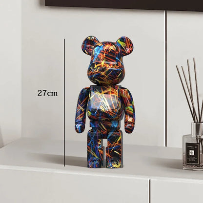 27cm - PAINTED GRAFFITI BEAR RESIN DESKTOP STATUE/ORNAMENTS