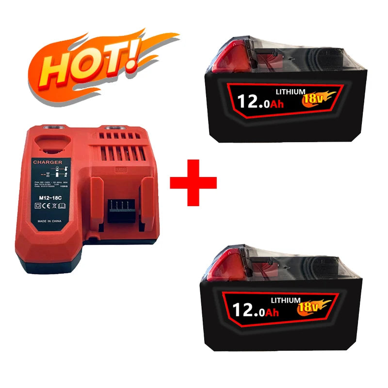18V, 12.0Ah -M18-HB3 Replacement Battery High Energy for  Original Milwaukee M12-18FC Charger 48-11-1815