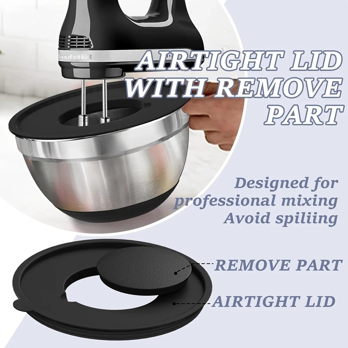 8pcs - STAINLESS STEEL KITCHEN MIXING BOWLS W/AIRTIGHT LIDS