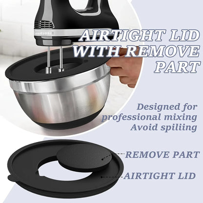 8pcs - STAINLESS STEEL KITCHEN MIXING BOWLS W/AIRTIGHT LIDS