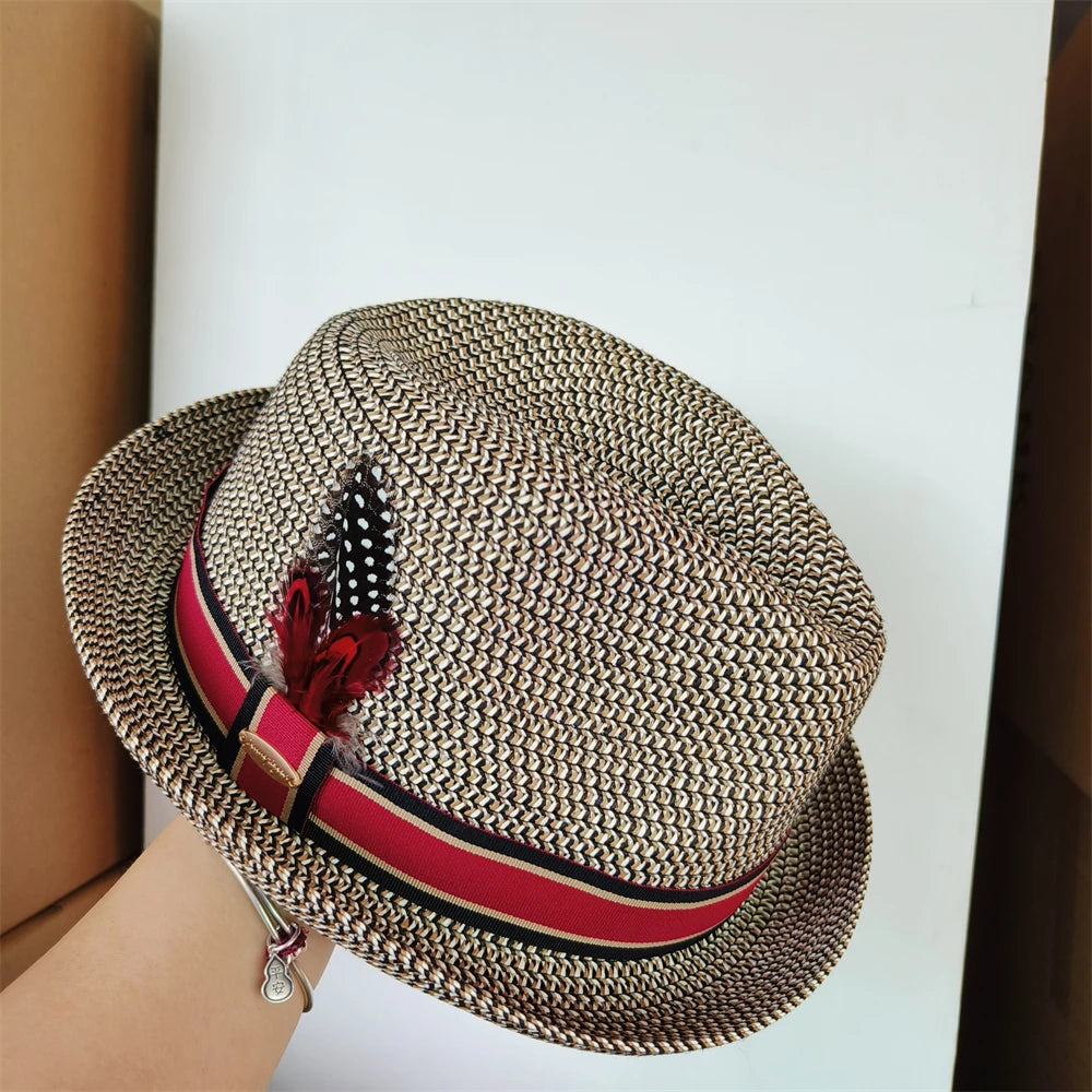 Vintage British Trilby Straw Hat Summer Fedora