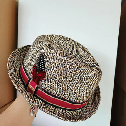 Vintage British Trilby Straw Hat Summer Fedora
