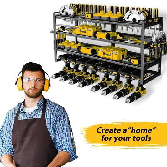 4-LAYER - HEAVY DUTY WALL MOUNTED POWER TOOL ORGANIZER
