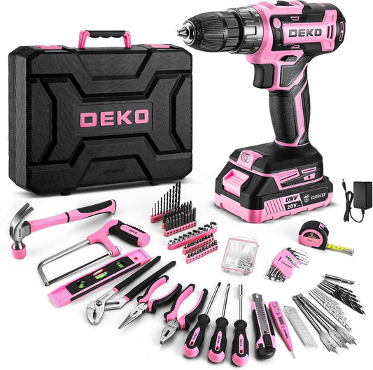 20 Volts - PINK CORDLESS POWER DRILL & TOOL BOX SET