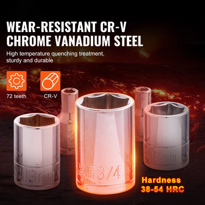 450-Pcs - MECHANICS TOOL SET, INCLUDES 1/4", 3/8", 1/2" DRIVE SOCKET SETS