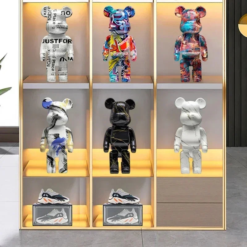 27cm - PAINTED GRAFFITI BEAR RESIN DESKTOP STATUE/ORNAMENTS