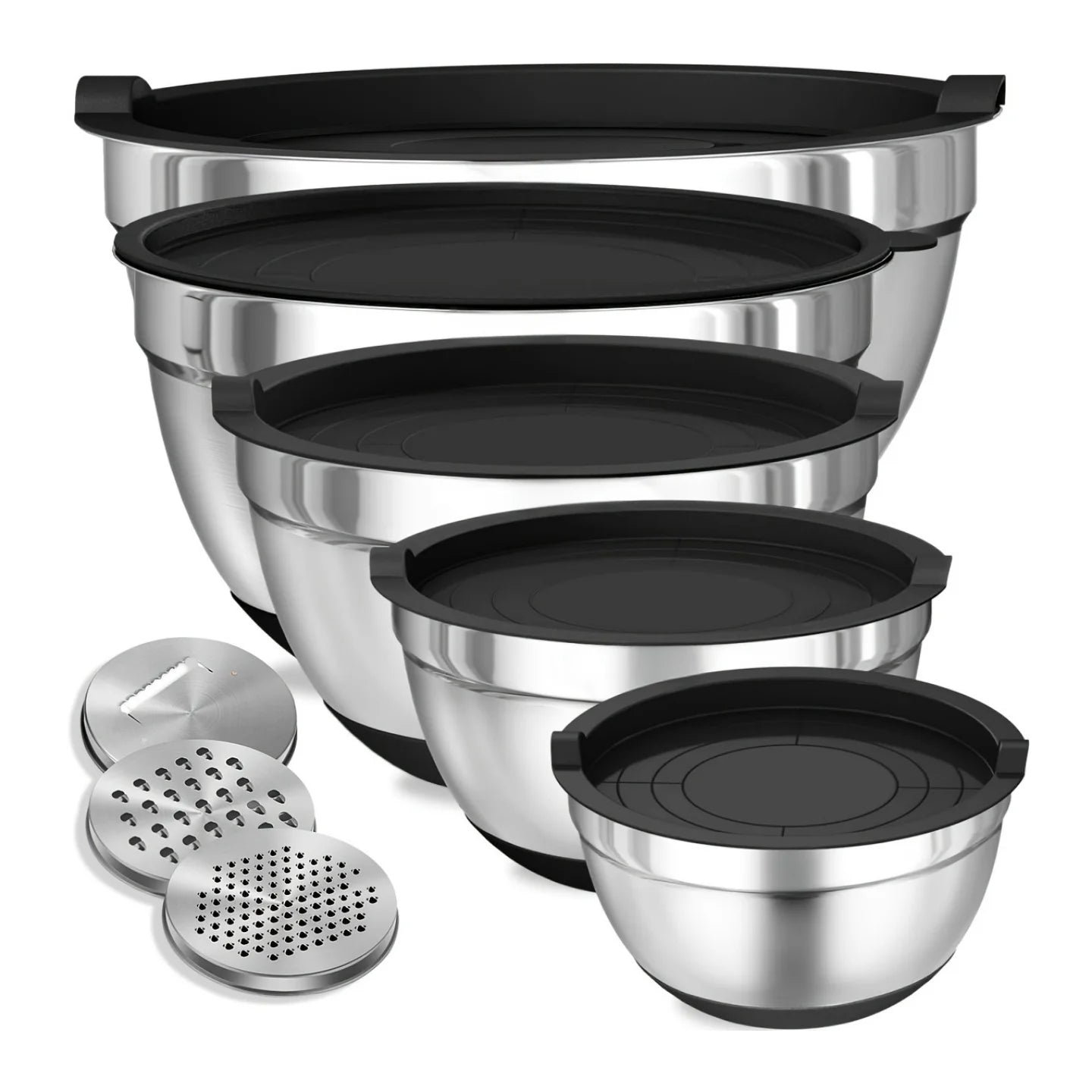 8pcs - STAINLESS STEEL KITCHEN MIXING BOWLS W/AIRTIGHT LIDS