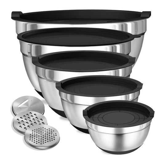 8pcs - STAINLESS STEEL KITCHEN MIXING BOWLS W/AIRTIGHT LIDS