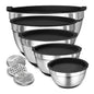 8pcs - STAINLESS STEEL KITCHEN MIXING BOWLS W/AIRTIGHT LIDS