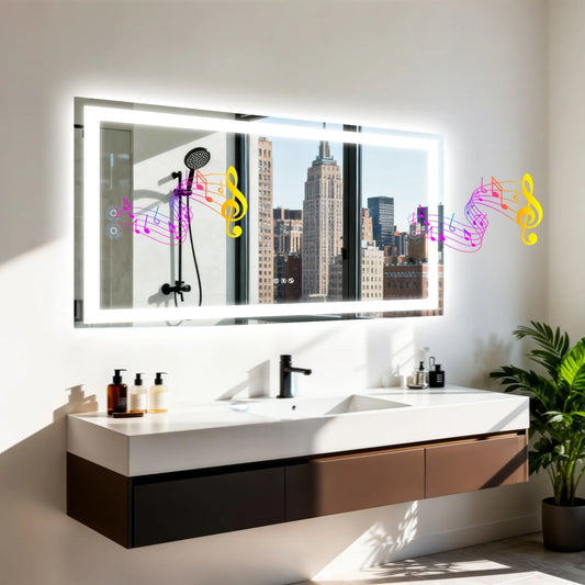 19.68-Inches/23.62-Inches/39.37-Inches/47.24-Inches - LED Bathroom Make-Up Vanity Mirror W/Bluetooth Speaker